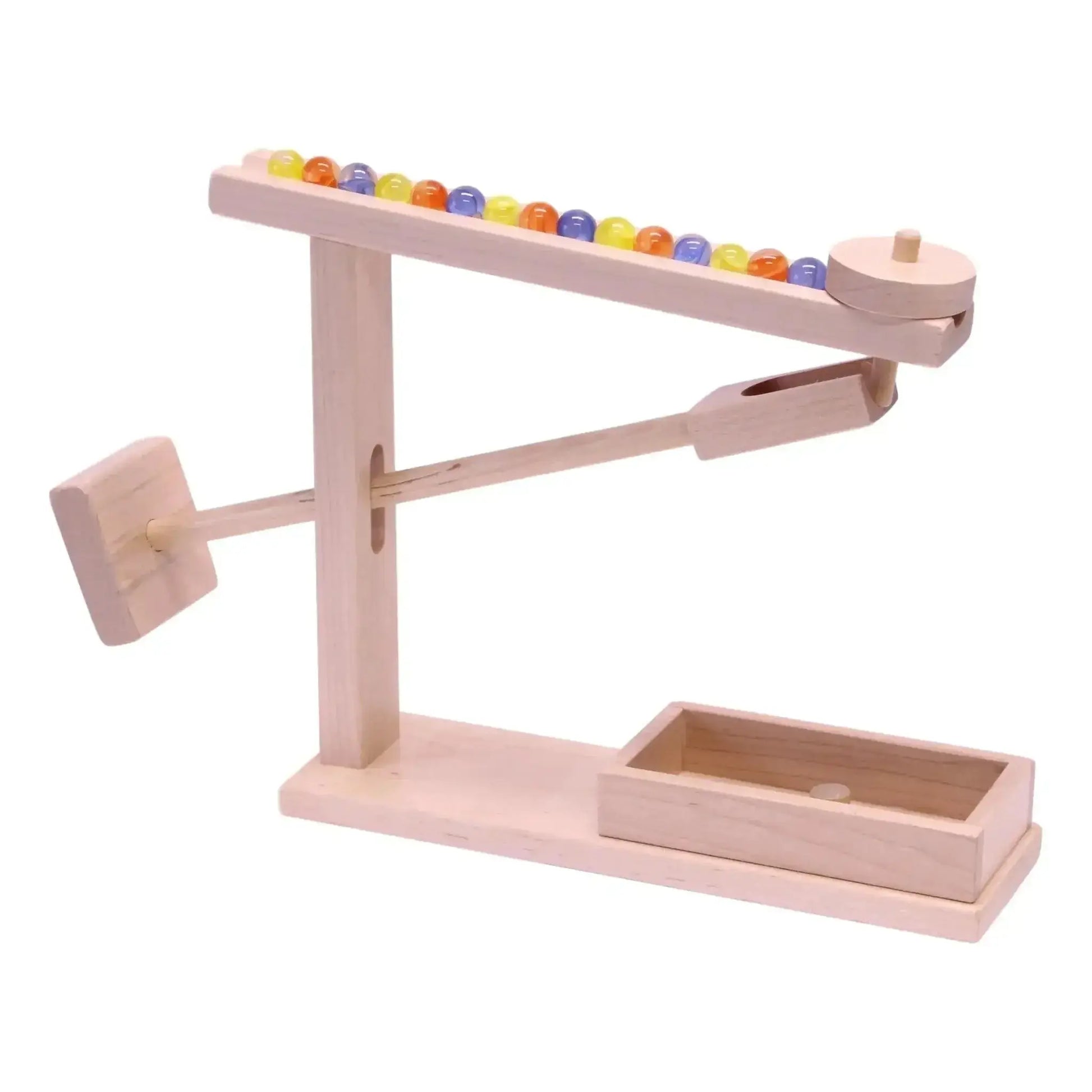 Amish-Made Wooden Marble Roller Machine Toy, Child-Safe Maple/Walnut Finish - ToylandEU
