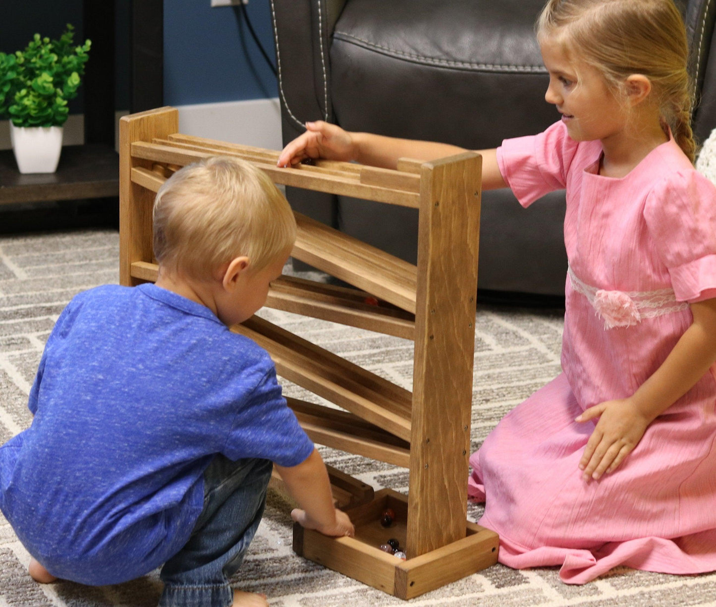  Wooden Marble Roller Racetrack Toy Child Safe Finish 