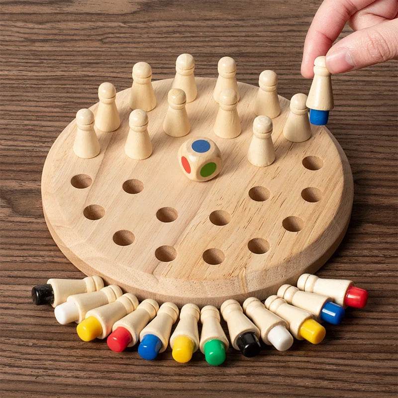 Wooden Memory Match Stick Chess Color Game Board Puzzles Montessori Educational Toy for Children - ToylandEU