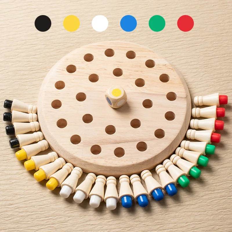 Wooden Memory Match Stick Chess Color Game Board Puzzles Montessori Educational Toy for Children - ToylandEU