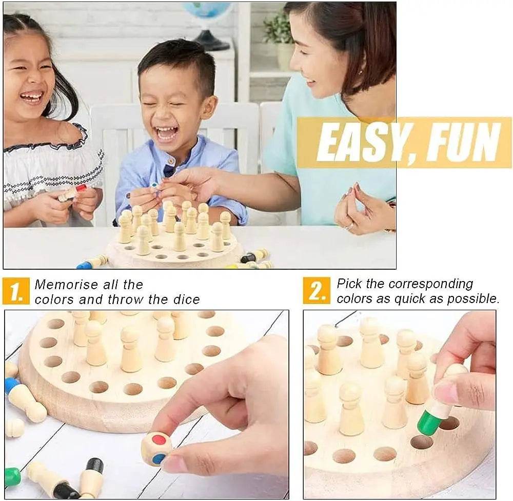 Wooden Memory Match Stick Chess Color Game Board Puzzles Montessori Educational Toy for Children - ToylandEU