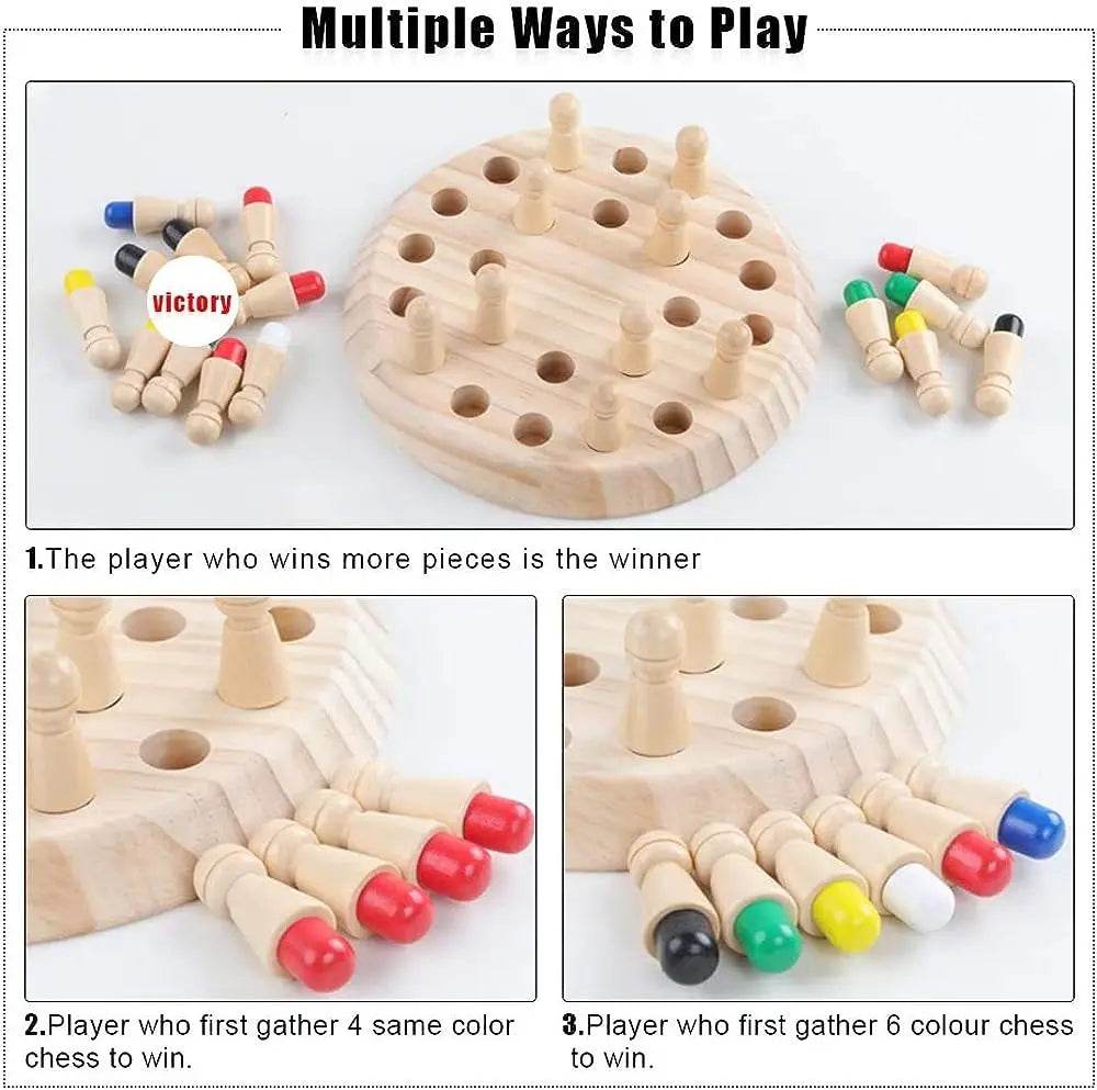 Wooden Memory Match Stick Chess Color Game Board Puzzles Montessori Educational Toy for Children - ToylandEU