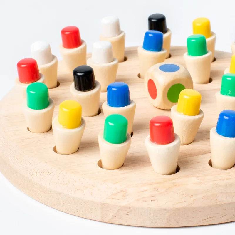 Wooden Memory Match Stick Chess Color Game Board Puzzles Montessori Educational Toy for Children - ToylandEU