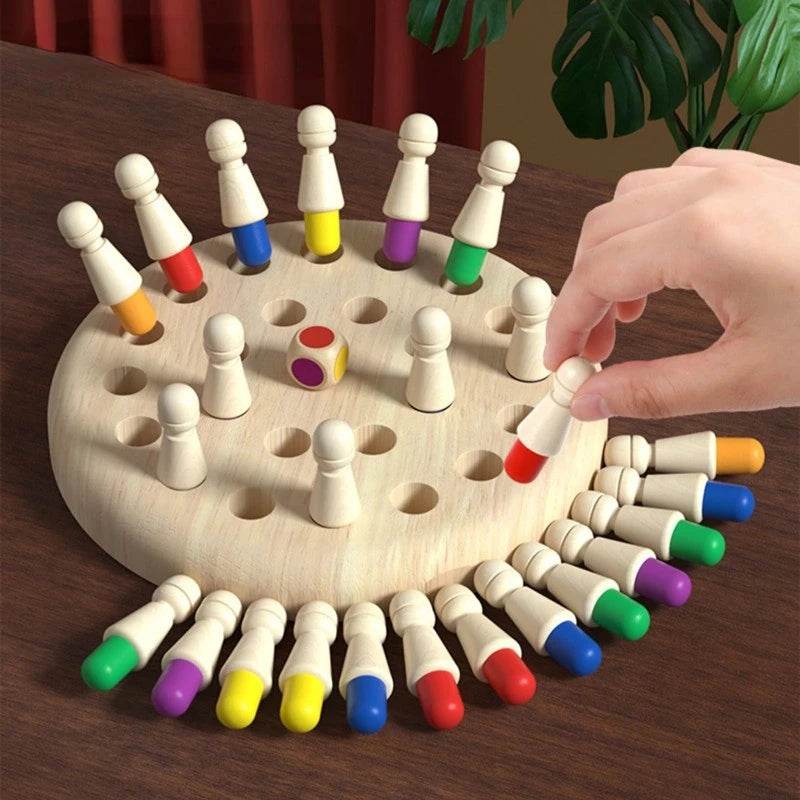 Wooden Memory Match Stick Chess Color Game Board Puzzles Montessori Educational Toy for Children - ToylandEU