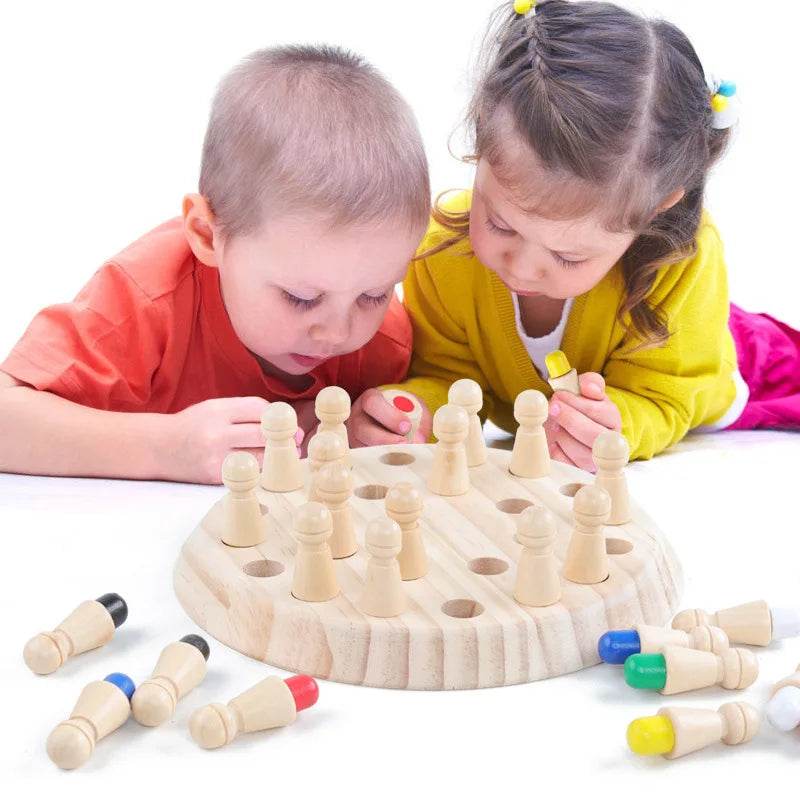 Wooden Memory Match Stick Chess Color Game Board Puzzles Montessori Educational Toy for Children - ToylandEU