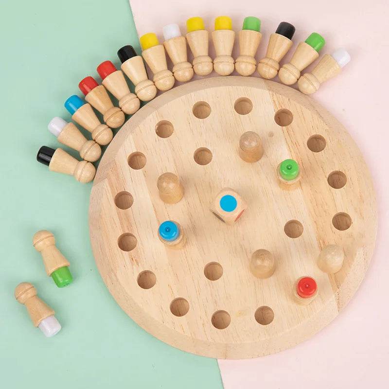 Wooden Memory Match Stick Chess Color Game Board Puzzles Montessori Educational Toy for Children - ToylandEU