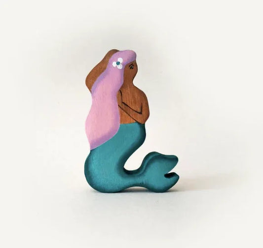 Handcrafted Wooden Mermaid Figurine For Creative Ocean Play - ToylandEU