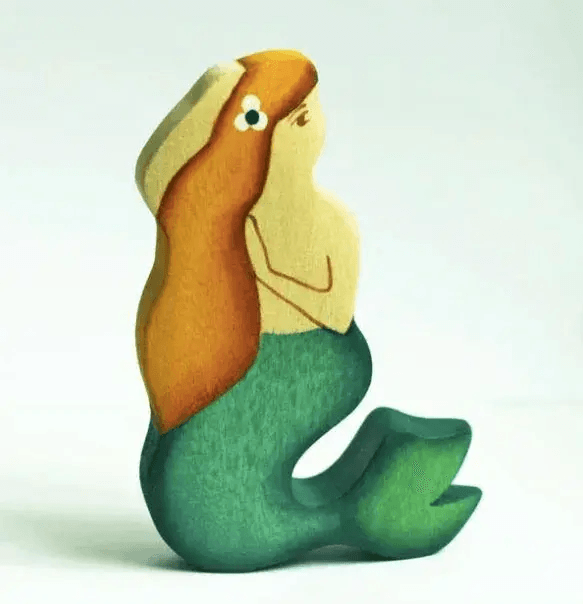 Handmade Wooden Mermaid Figure for Sea Creature Playsets - ToylandEU