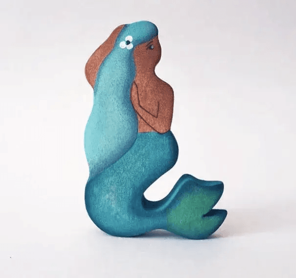 Handmade Wooden Mermaid Figure for Sea Creature Playsets - ToylandEU