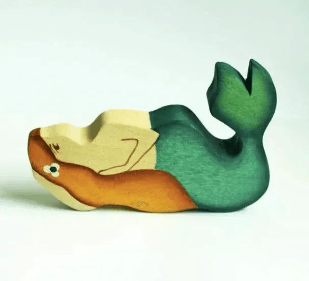 Handmade Wooden Mermaid Figure for Sea Creature Playsets - ToylandEU
