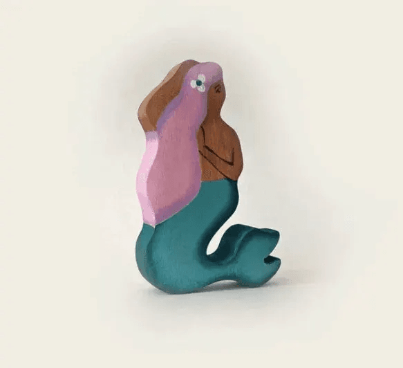 Handmade Wooden Mermaid Figure for Sea Creature Playsets - ToylandEU