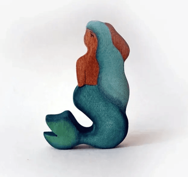 Handmade Wooden Mermaid Figure for Sea Creature Playsets - ToylandEU