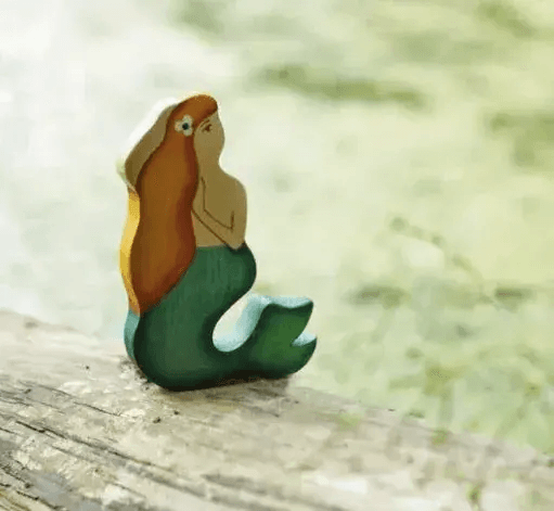 Handmade Wooden Mermaid Figure for Sea Creature Playsets - ToylandEU