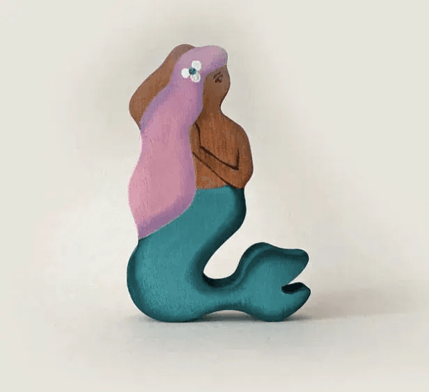 Handmade Wooden Mermaid Figure for Sea Creature Playsets - ToylandEU