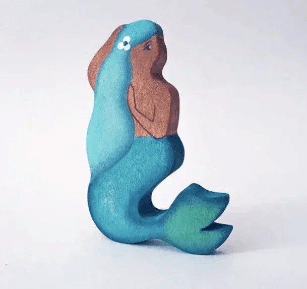 Handmade Wooden Mermaid Figure for Sea Creature Playsets - ToylandEU