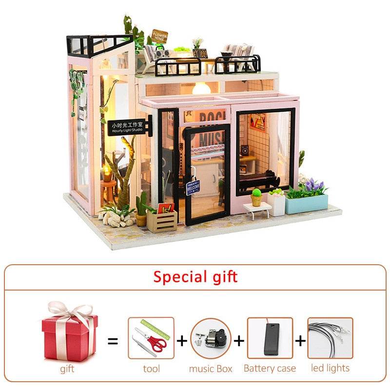 Wooden Miniature Cake Shop Dollhouse Kit for Creative Assembly Fun - ToylandEU