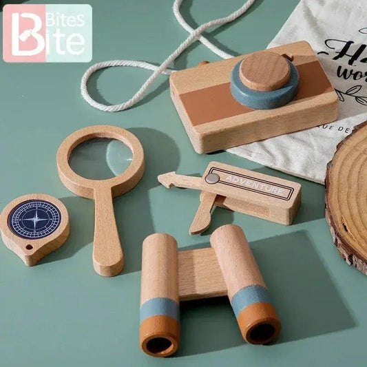  Wooden Montessori Adventure Set With Telescope Compass Magnifier Educational Toy For Kids -  ToylandEU™
