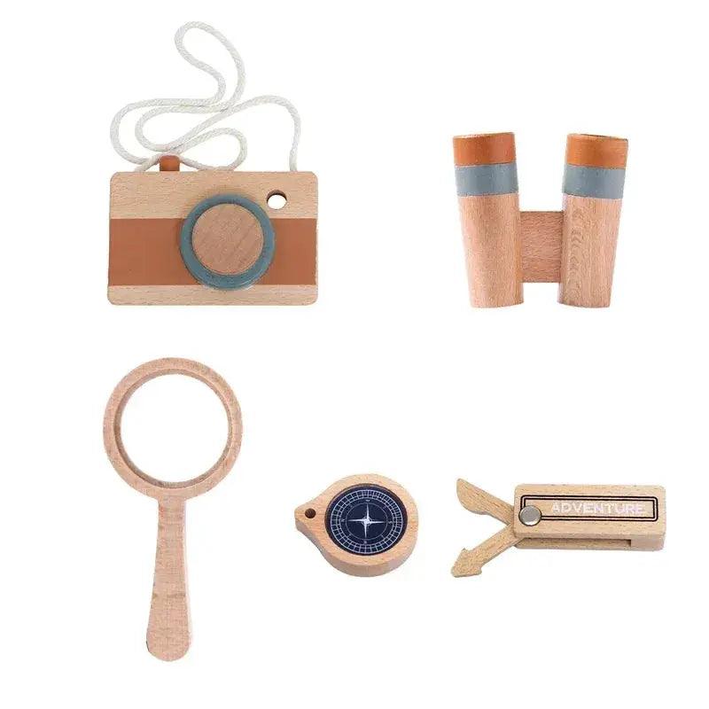  Wooden Montessori Adventure Set With Telescope Compass Magnifier Educational Toy For Kids -  ToylandEU™