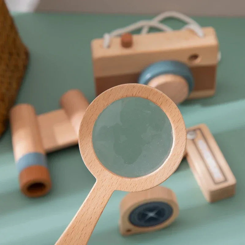 Wooden Montessori Adventure Set With Telescope Compass Magnifier Educational Toy For Kids - ToylandEU
