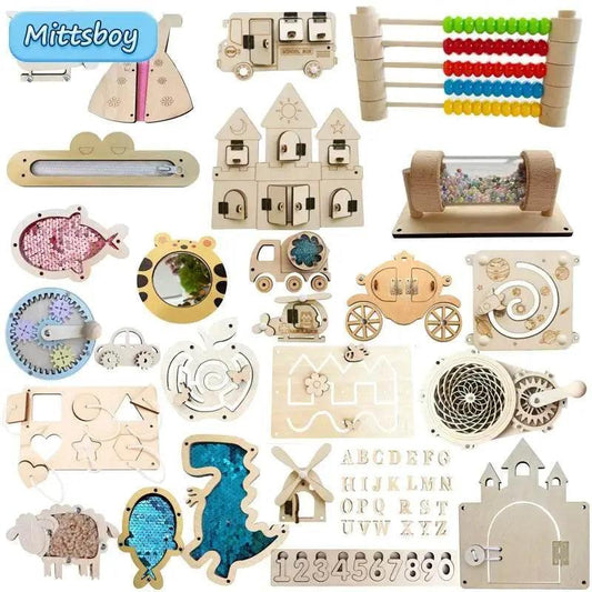  Wooden Montessori Busy Board Castle Theme Educational Toy Ages 3 To 12 Letters Numbers Animals -  ToylandEU™