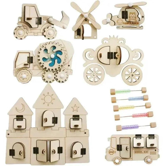  Wooden Montessori Busy Board Castle Theme Educational Toy Ages 3 To 12 Letters Numbers Animals -  ToylandEU™
