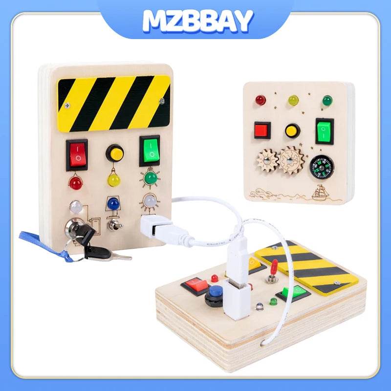 Children Montessori Busy Board with LED Light Switches Control Panel Sensory Educational Toy for Hand Eye Coordination and Development Gift - ToylandEU