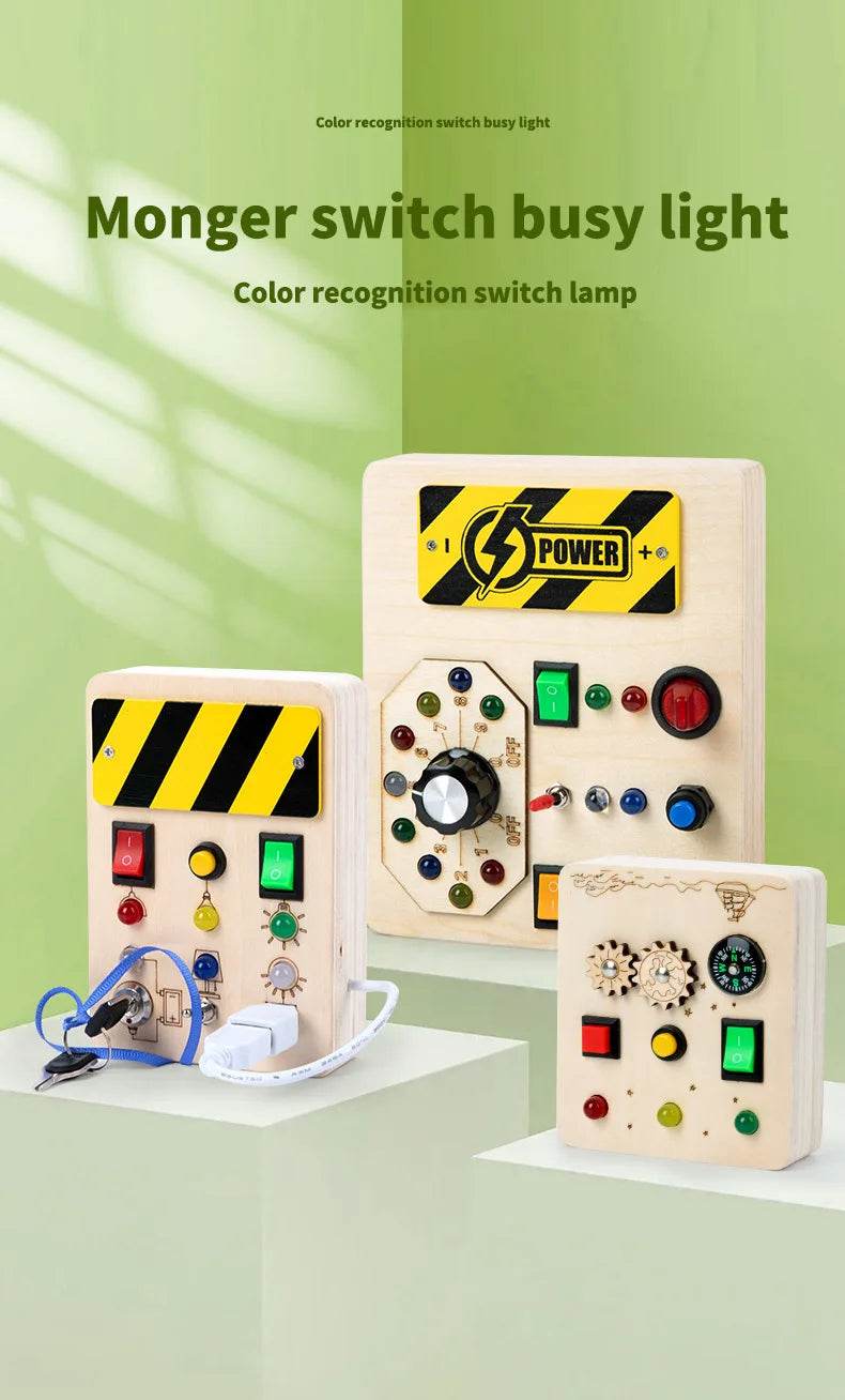 Children Montessori Busy Board with LED Light Switches Control Panel Sensory Educational Toy for Hand Eye Coordination and Development Gift - ToylandEU
