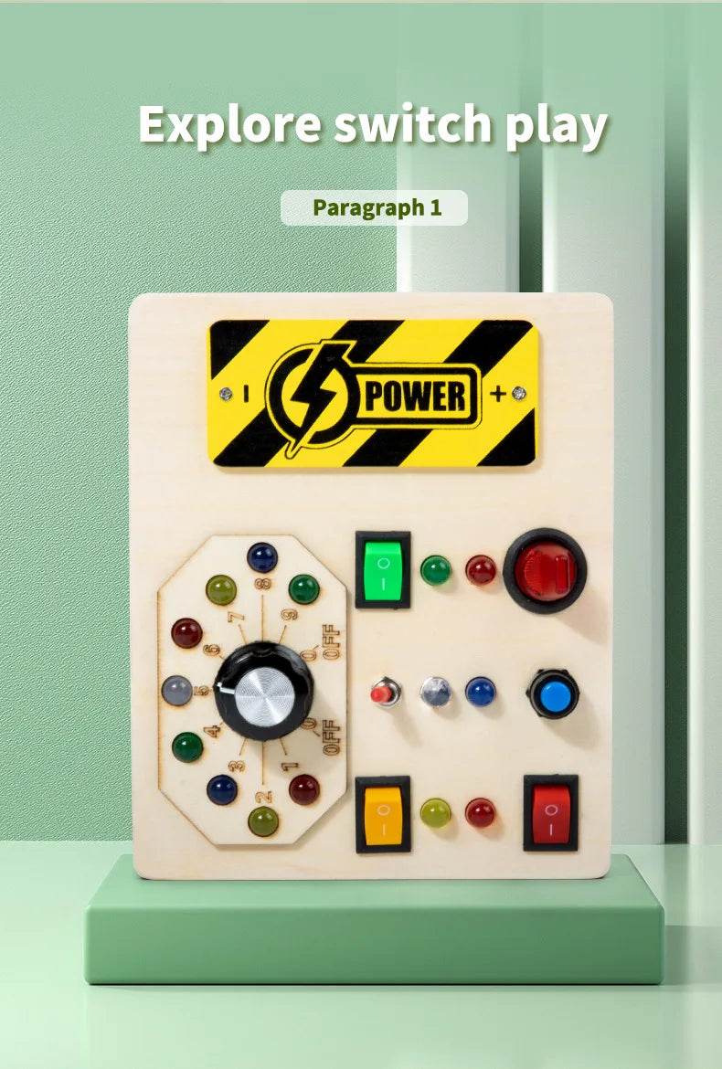 Children Montessori Busy Board with LED Light Switches Control Panel Sensory Educational Toy for Hand Eye Coordination and Development Gift - ToylandEU