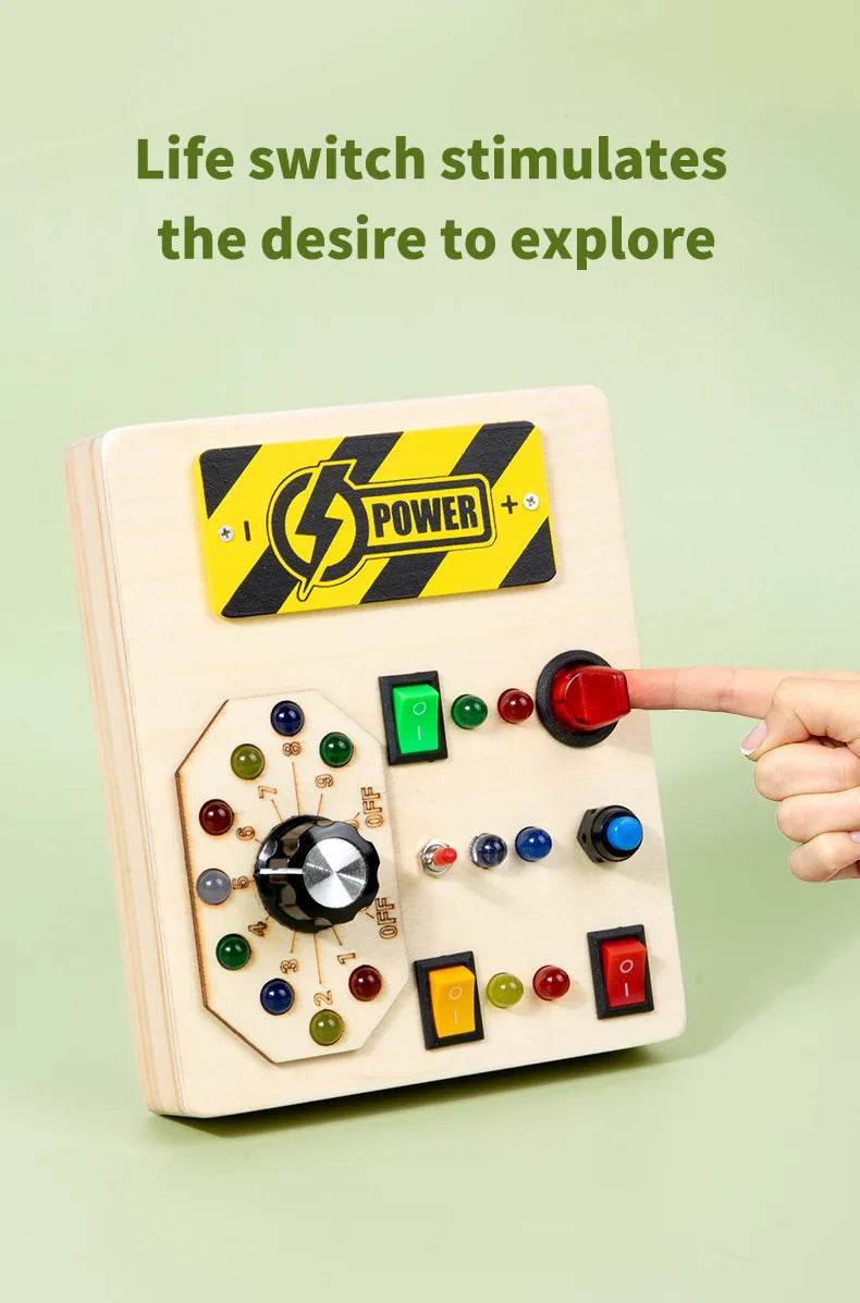 Children Montessori Busy Board with LED Light Switches Control Panel Sensory Educational Toy for Hand Eye Coordination and Development Gift - ToylandEU