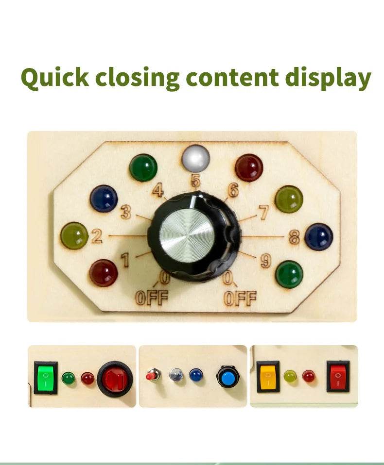 Children Montessori Busy Board with LED Light Switches Control Panel Sensory Educational Toy for Hand Eye Coordination and Development Gift - ToylandEU