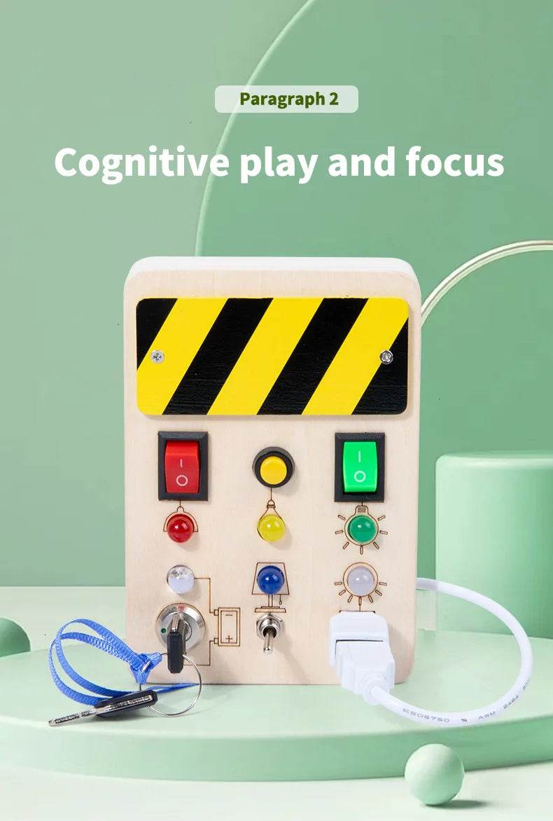 Children Montessori Busy Board with LED Light Switches Control Panel Sensory Educational Toy for Hand Eye Coordination and Development Gift - ToylandEU