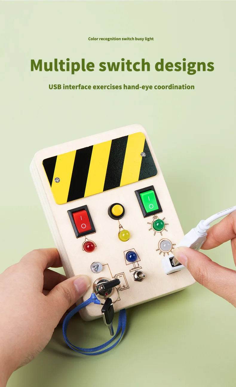 Children Montessori Busy Board with LED Light Switches Control Panel Sensory Educational Toy for Hand Eye Coordination and Development Gift - ToylandEU
