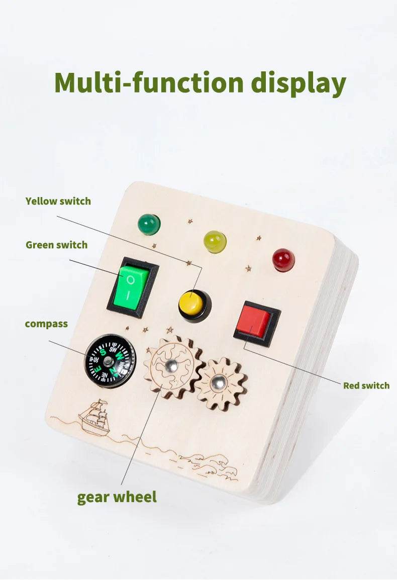 Children Montessori Busy Board with LED Light Switches Control Panel Sensory Educational Toy for Hand Eye Coordination and Development Gift - ToylandEU