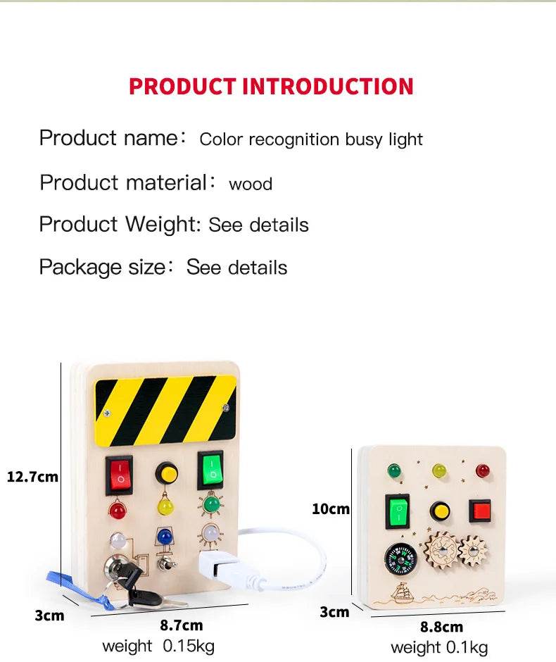 Children Montessori Busy Board with LED Light Switches Control Panel Sensory Educational Toy for Hand Eye Coordination and Development Gift - ToylandEU
