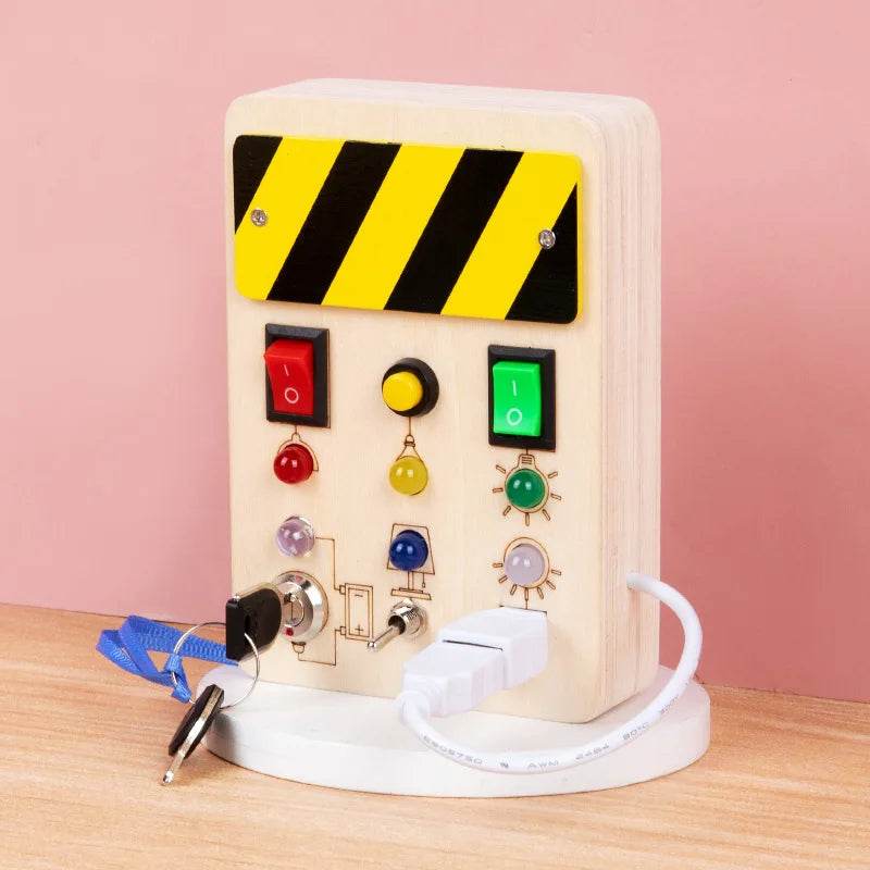 Children Montessori Busy Board with LED Light Switches Control Panel Sensory Educational Toy for Hand Eye Coordination and Development Gift - ToylandEU