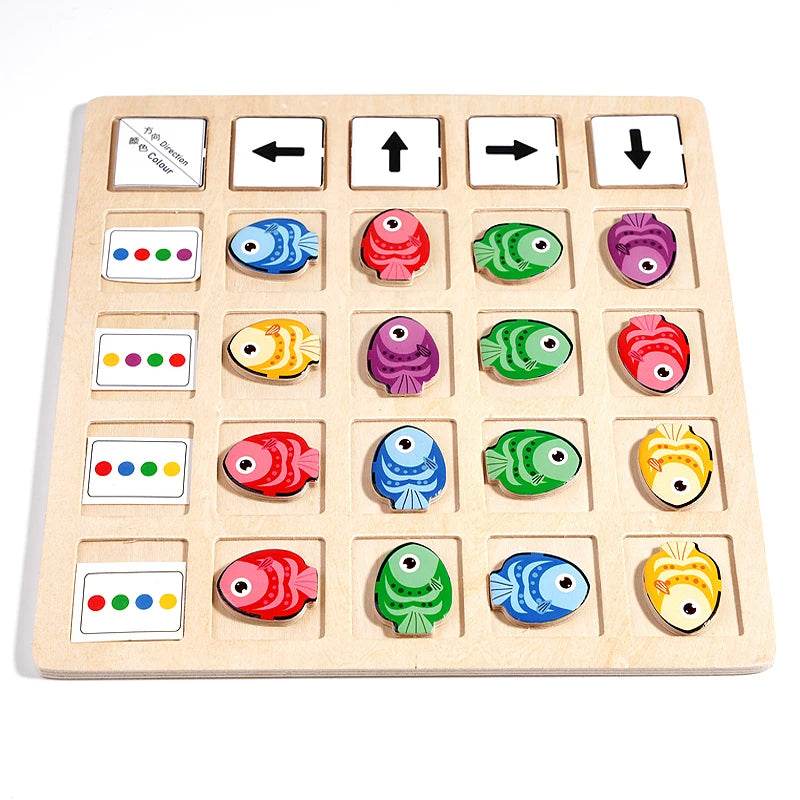 Children's Wooden Montessori Toys Kids Logical Thinking Training Direction Color Cognition Educational Battle Board Game - ToylandEU