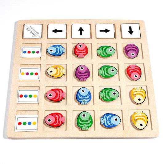 Children's Wooden Montessori Toys Kids Logical Thinking Training Direction Color Cognition Educational Battle Board Game - ToylandEU