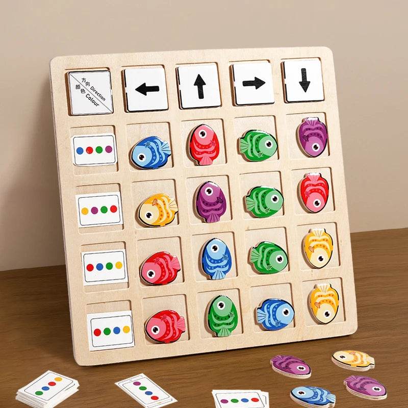 Children's Wooden Montessori Toys Kids Logical Thinking Training Direction Color Cognition Educational Battle Board Game - ToylandEU