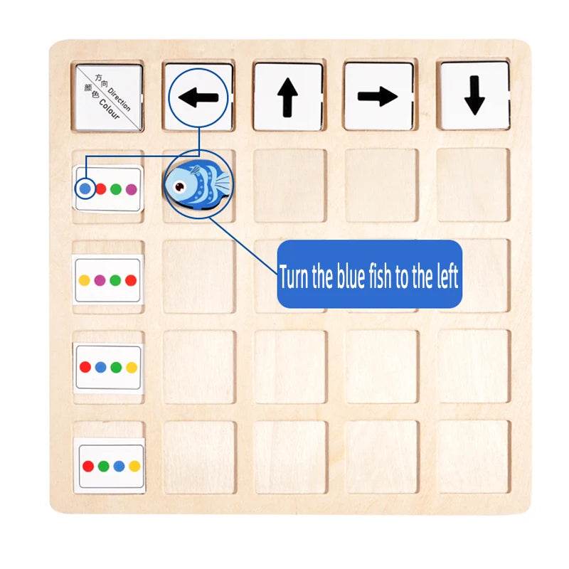 Children's Wooden Montessori Toys Kids Logical Thinking Training Direction Color Cognition Educational Battle Board Game - ToylandEU