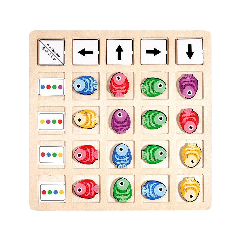 Children's Wooden Montessori Toys Kids Logical Thinking Training Direction Color Cognition Educational Battle Board Game - ToylandEU
