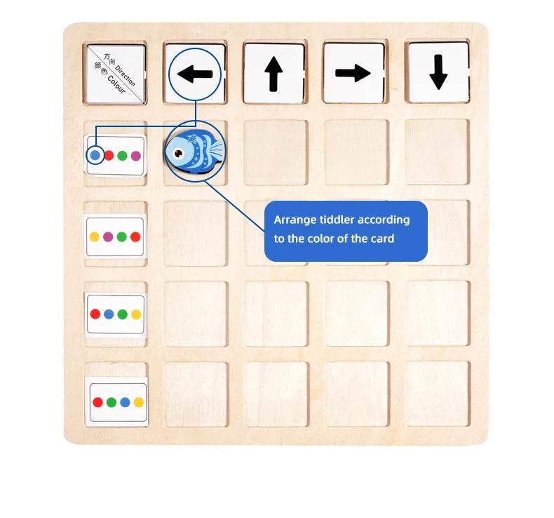 Children's Wooden Montessori Toys Kids Logical Thinking Training Direction Color Cognition Educational Battle Board Game - ToylandEU