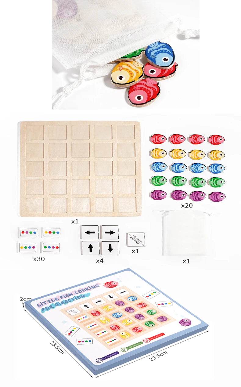 Children's Wooden Montessori Toys Kids Logical Thinking Training Direction Color Cognition Educational Battle Board Game - ToylandEU