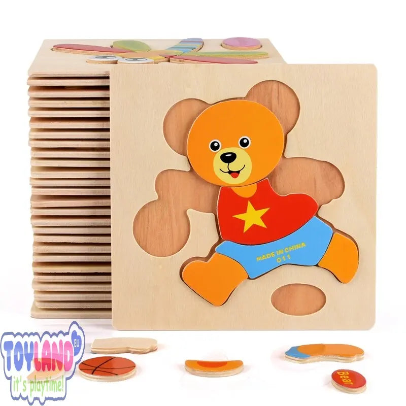 Wooden Montessori Geometric Puzzle Sorting Math Animals Fruit Bricks Learning Toy Toyland EU Toyland EU