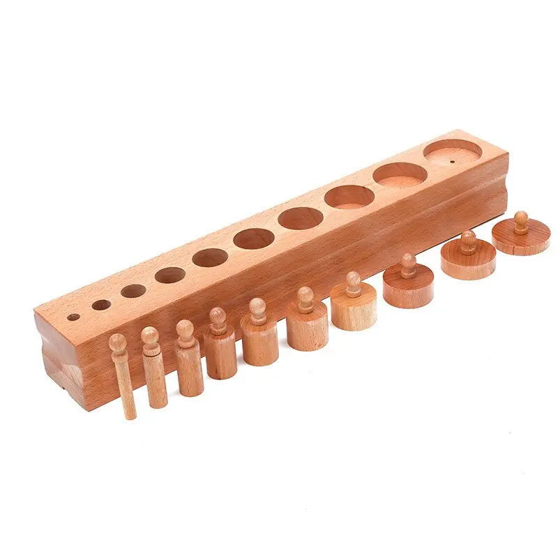 Wooden Montessori Knobbled Cylinders Block Set for Kids' Visual Learning Experience Toyland EU