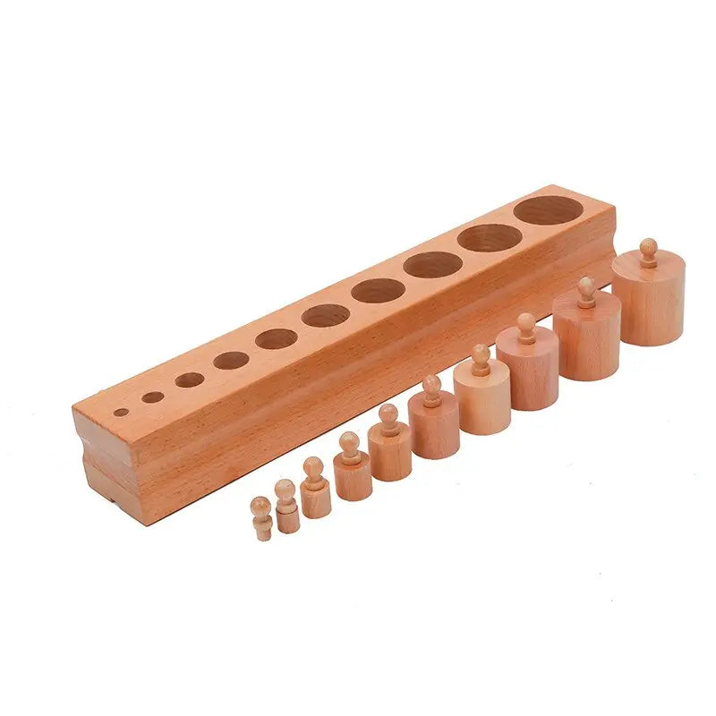 Wooden Montessori Knobbled Cylinders Block Set for Kids' Visual Learning Experience Toyland EU