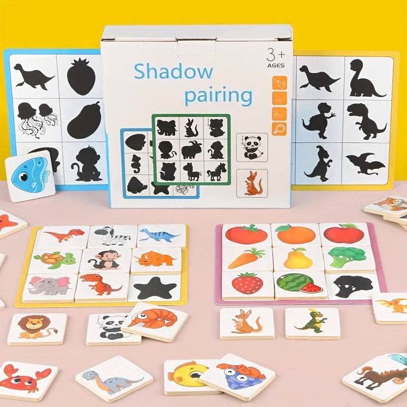 Wooden Montessori Find Shape Toys Animal Fruit Shadow Puzzle - ToylandEU