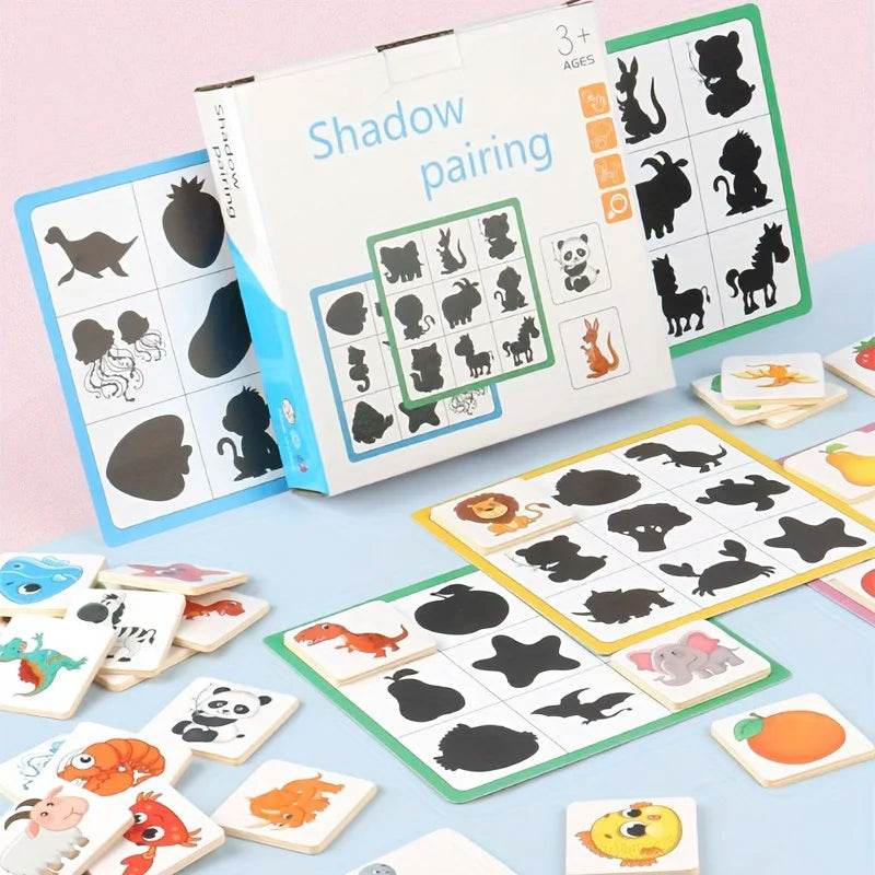 Wooden Montessori Find Shape Toys Animal Fruit Shadow Puzzle - ToylandEU