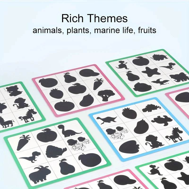 Wooden Montessori Find Shape Toys Animal Fruit Shadow Puzzle - ToylandEU