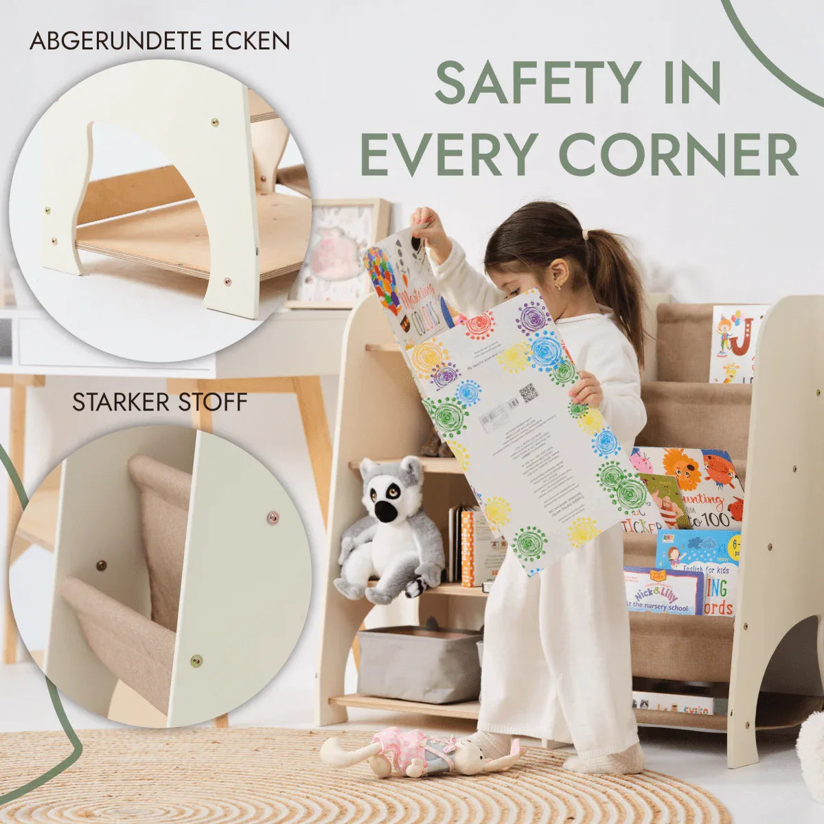 Wooden Montessori Shelves for Toddler 2in1: Bookshelf & Toy Shelving - ToylandEU