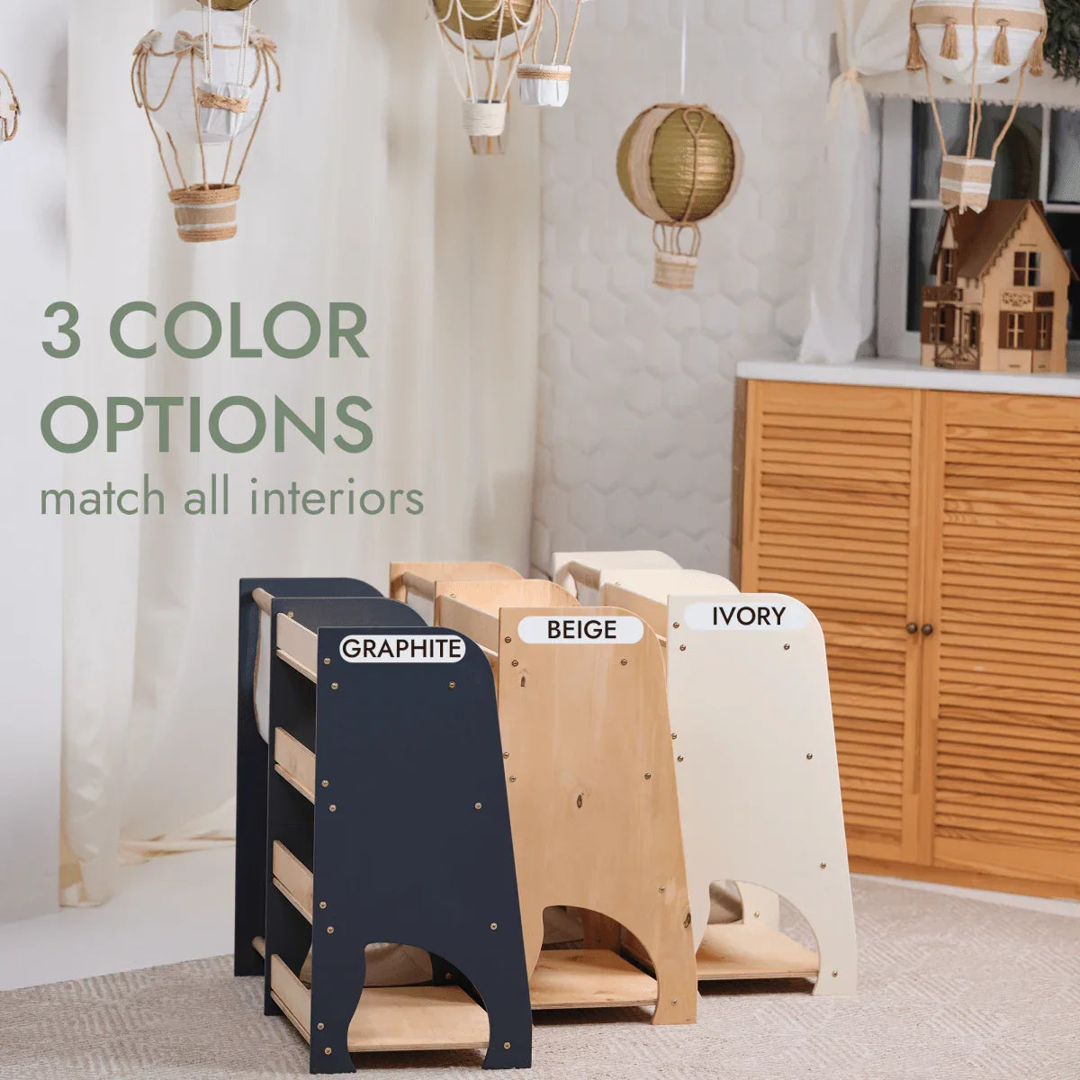 Wooden Montessori Shelves for Toddler 2in1: Bookshelf & Toy Shelving - ToylandEU